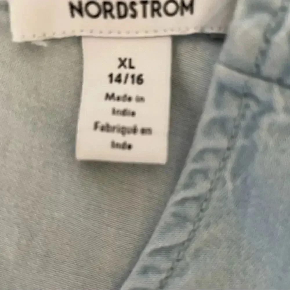 Nordstrom Blue Tie Back Lightweight Jumper Romper Wide Leg Capri Pants XL